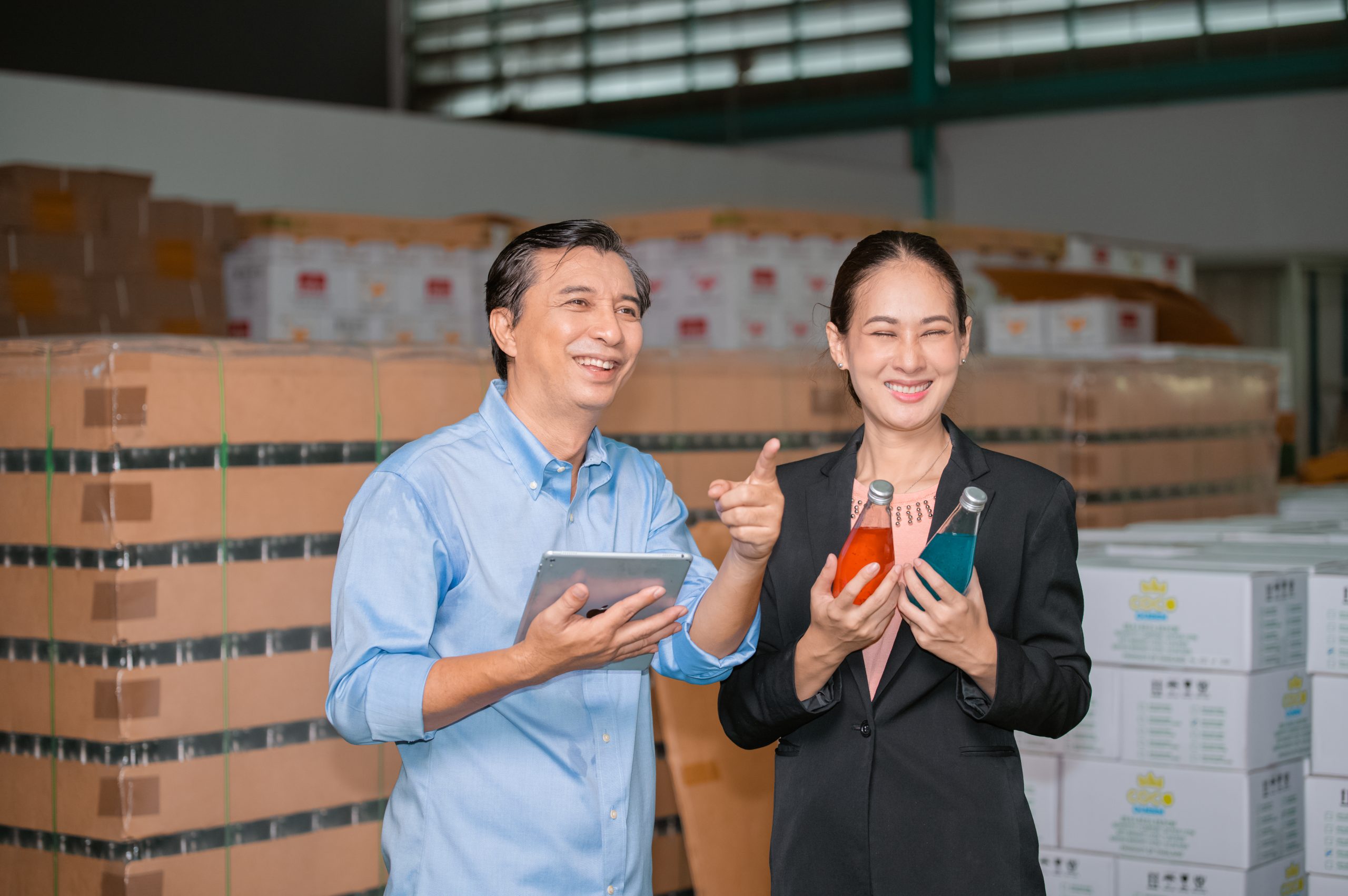 Factory manager talking with quality control team in food factory for food quality business export to customer