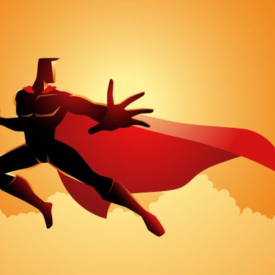 Graphic vector illustration of a superhero pose in action